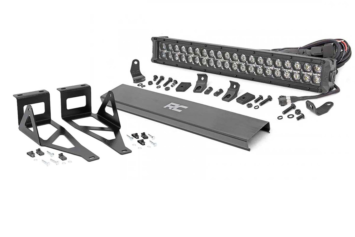 Rough Country 70665DRLA LED Light Kit | Bumper Mount | 20" Black Dual Row | Amber DRL | Ford F-250/F-350 Super Duty (05-07)