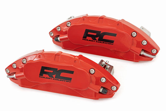 Rough Country 711222 Caliper Covers | Rear | Red | Elec Brakes | Ford Expedition/F-150/Raptor