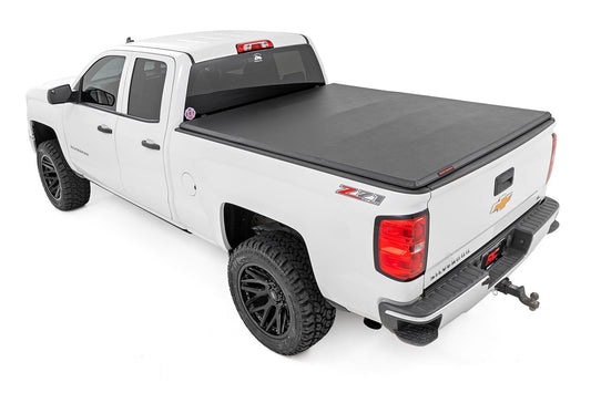 Rough Country 41214650A Soft Tri-Fold Bed Cover | 6'7" Bed | Chevy/GMC 1500/2500HD/3500HD (14-19 & Classic)