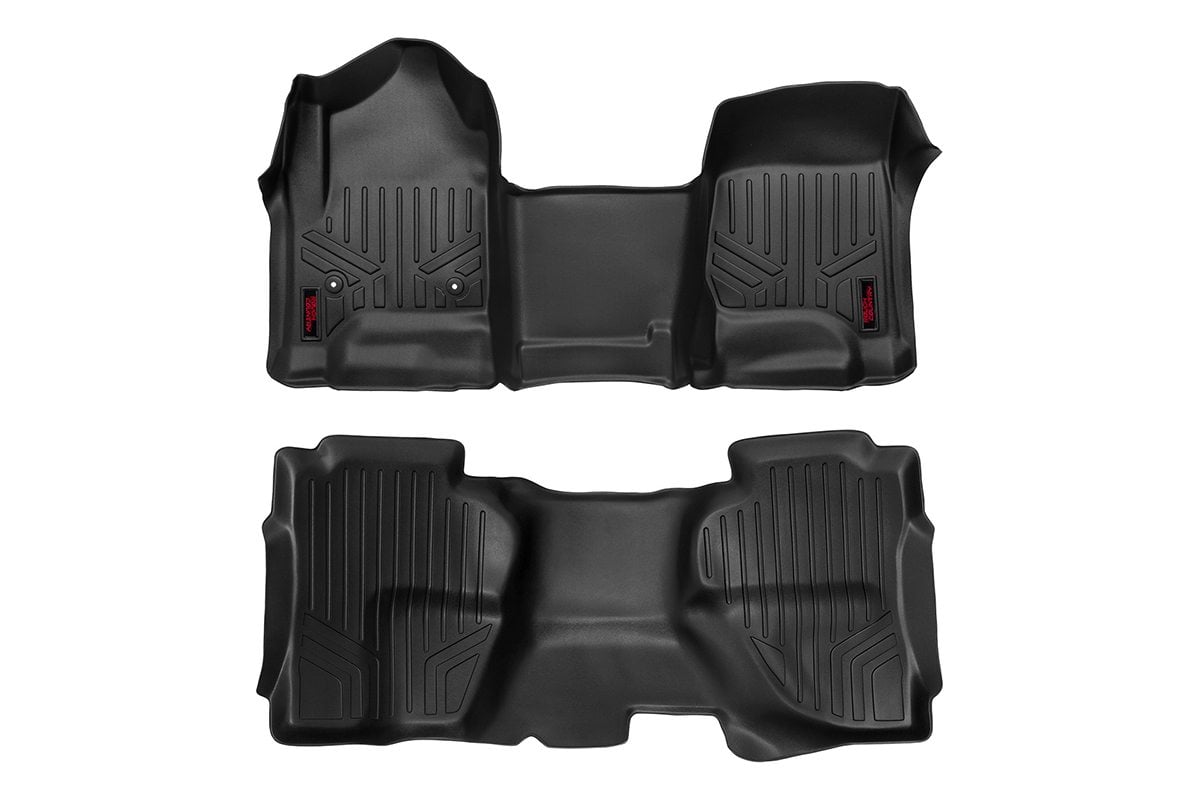Rough Country M-21142 Floor Mats | FR & RR | OV Hump | Ext Cb | Chevy/GMC 1500/2500HD/3500HD 2WD/4WD