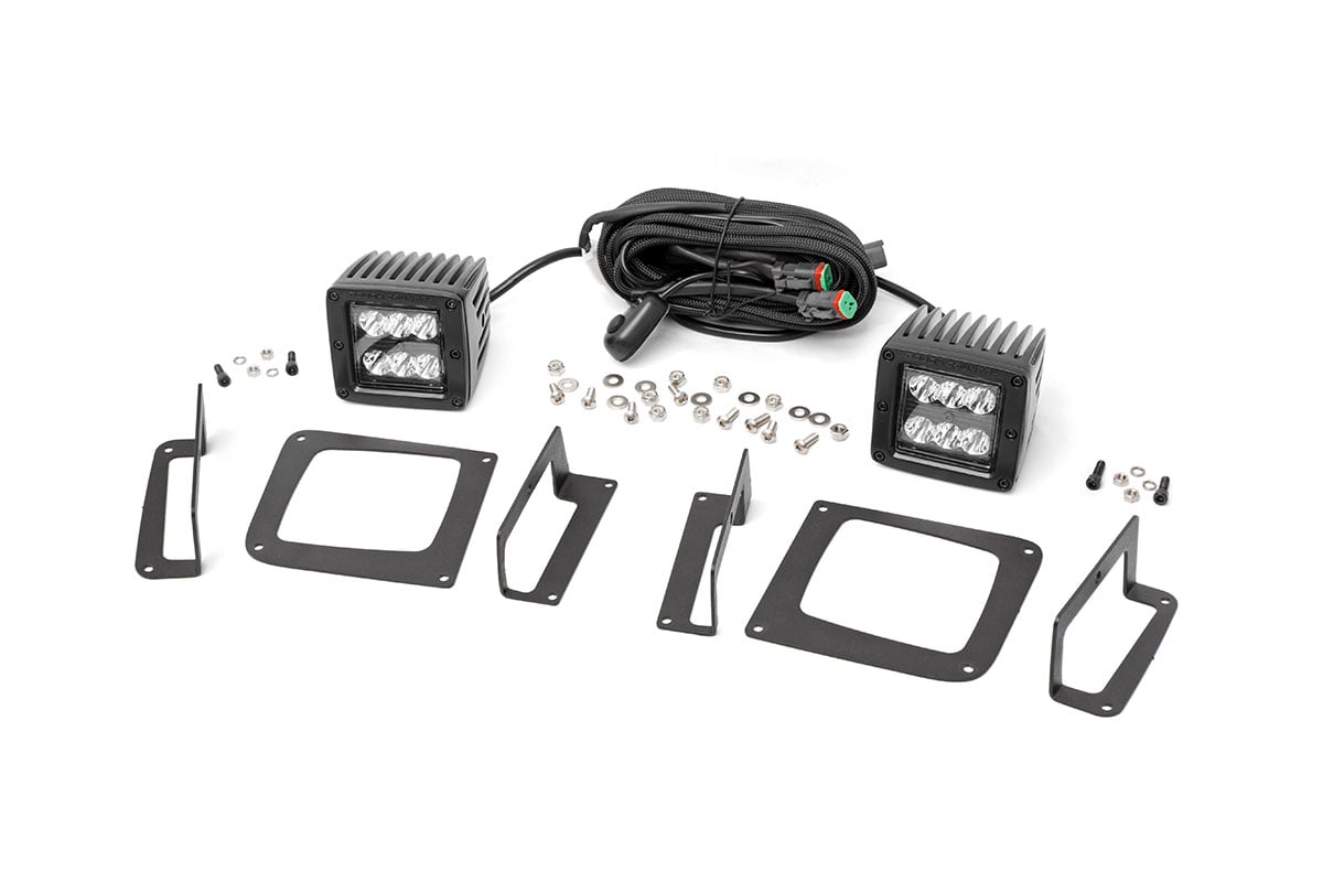 Rough Country 70689 LED Light Kit | Fog Mount | 2" Black Pair | GMC Sierra 1500 2WD/4WD (14-15)