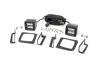 Rough Country 70689 LED Light Kit | Fog Mount | 2" Black Pair | GMC Sierra 1500 2WD/4WD (14-15)