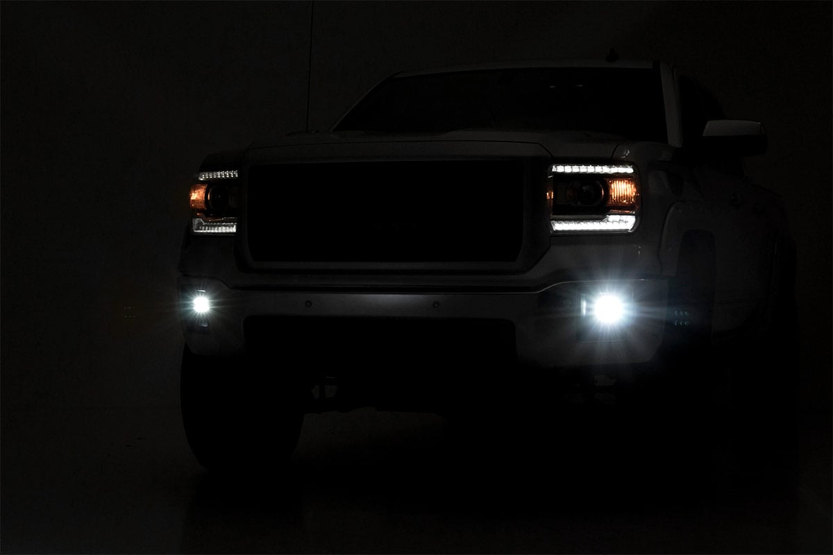 Rough Country 70689 LED Light Kit | Fog Mount | 2" Black Pair | GMC Sierra 1500 2WD/4WD (14-15)