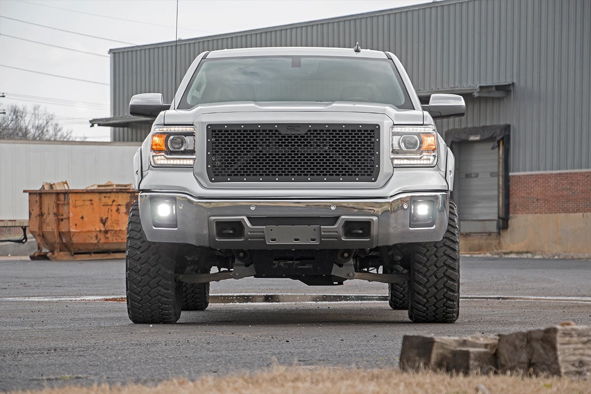 Rough Country 70689 LED Light Kit | Fog Mount | 2" Black Pair | GMC Sierra 1500 2WD/4WD (14-15)
