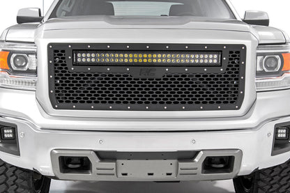 Rough Country 70190DRL Mesh Grille | 30" Dual Row LED | Black | White DRL | GMC Sierra 1500 (14-15)