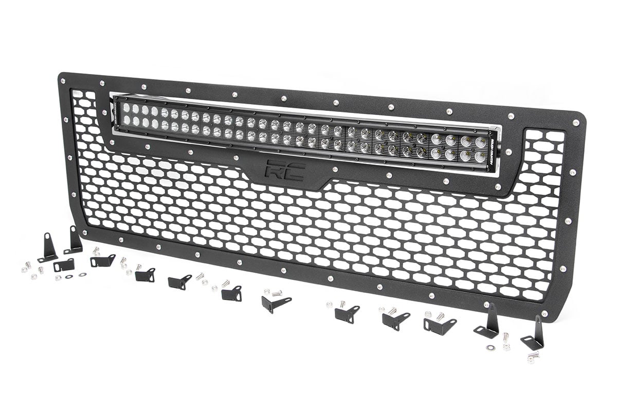 Rough Country 70190 Mesh Grille | 30" Dual Row LED | Black | GMC Sierra 1500 2WD/4WD (2014-2015)