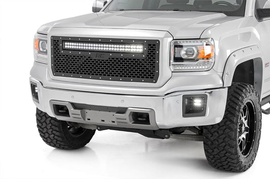 Rough Country 70190 Mesh Grille | 30" Dual Row LED | Black | GMC Sierra 1500 2WD/4WD (2014-2015)