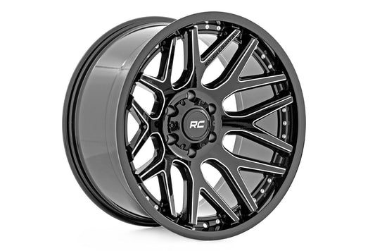 Rough Country 95201006M Rough Country 95 Series Wheel | One-Piece | Gloss Black Machined | 20x10 | 8x180 | -19mm