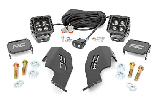 Rough Country 92033 LED Light Kit | Cage Mount | 2" Black Pair | Amber DRL | Honda Talon 1000