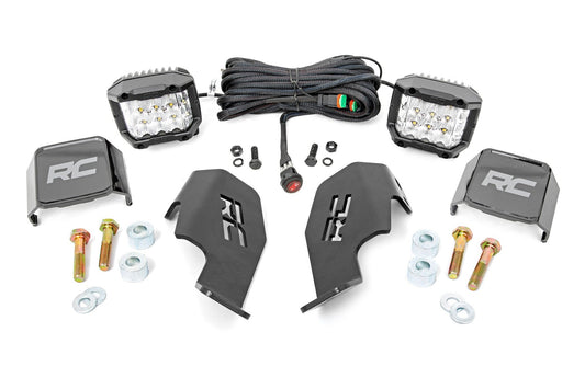 Rough Country 92035 LED Light Kit | Cage Mount | 2" Chrome Pair | Wide Angle | Honda Talon 1000