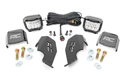 Rough Country 92035 LED Light Kit | Cage Mount | 2" Chrome Pair | Wide Angle | Honda Talon 1000