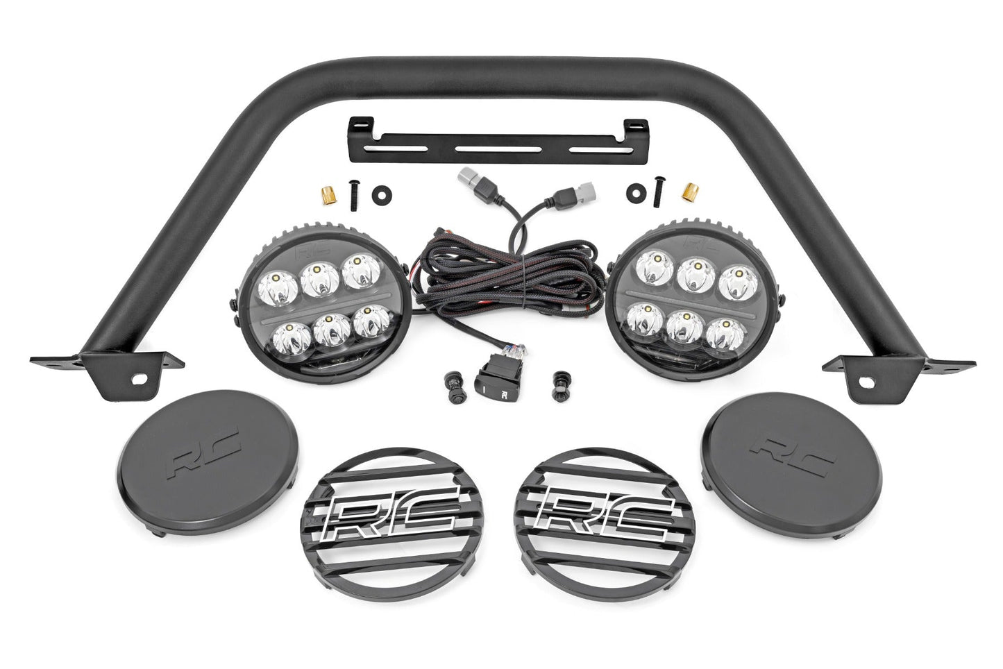 Rough Country 51113 Safari Bar | 6.5 Inch Round LED | OE Modular Steel | Ford Bronco 4WD (21-25)