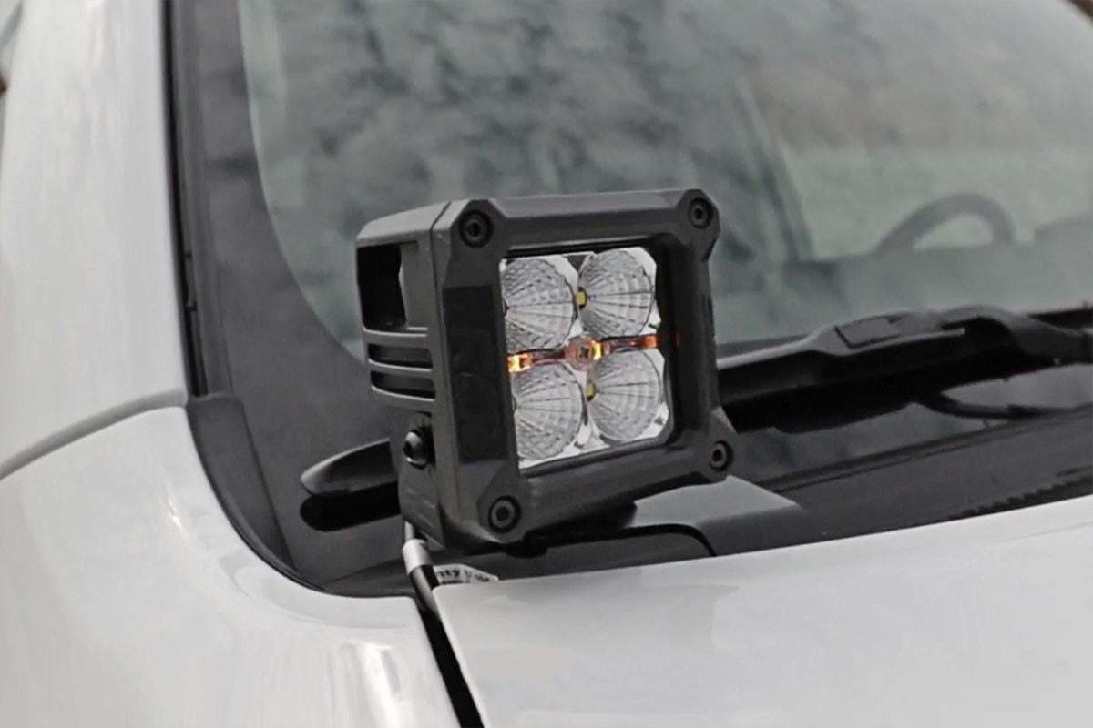 Rough Country 70798 LED Light Kit | Ditch Mount | 2" Black Pair | Amber DRL | Toyota 4Runner (10-24)