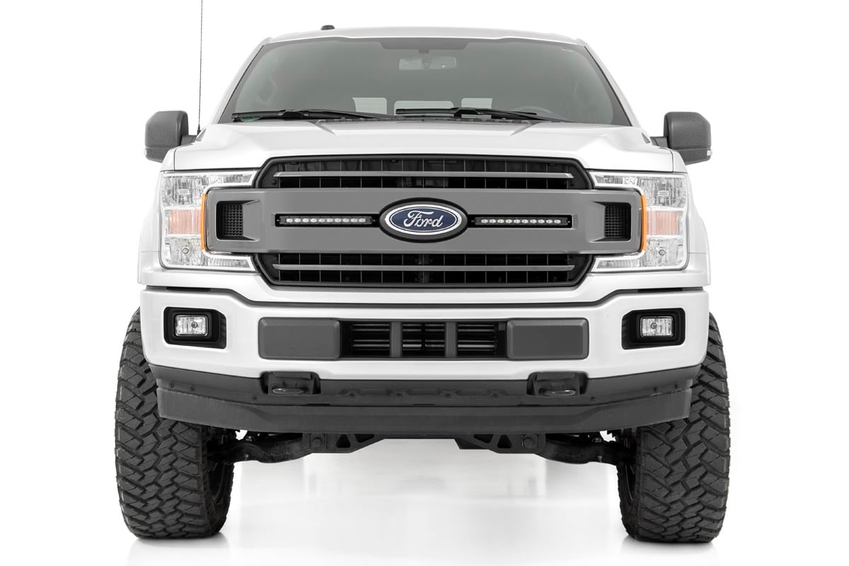 Rough Country 70808 LED Light Kit | Grille Mount | 10" Black Slimline Pair | Ford F-150 (18-20)
