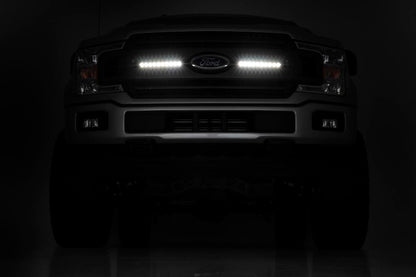 Rough Country 70809 LED Light Kit | Grille Mount | 10" Chrome Slimline Pair | Ford F-150 (18-20)
