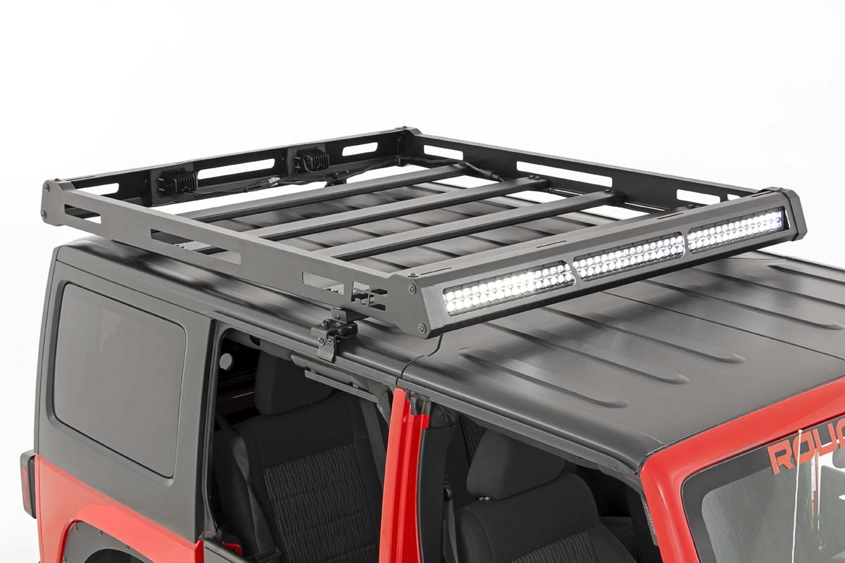 Rough Country 10615 Roof Rack | Black Series Lights | Jeep Wrangler JK/Wrangler Unlimited  (07-18)