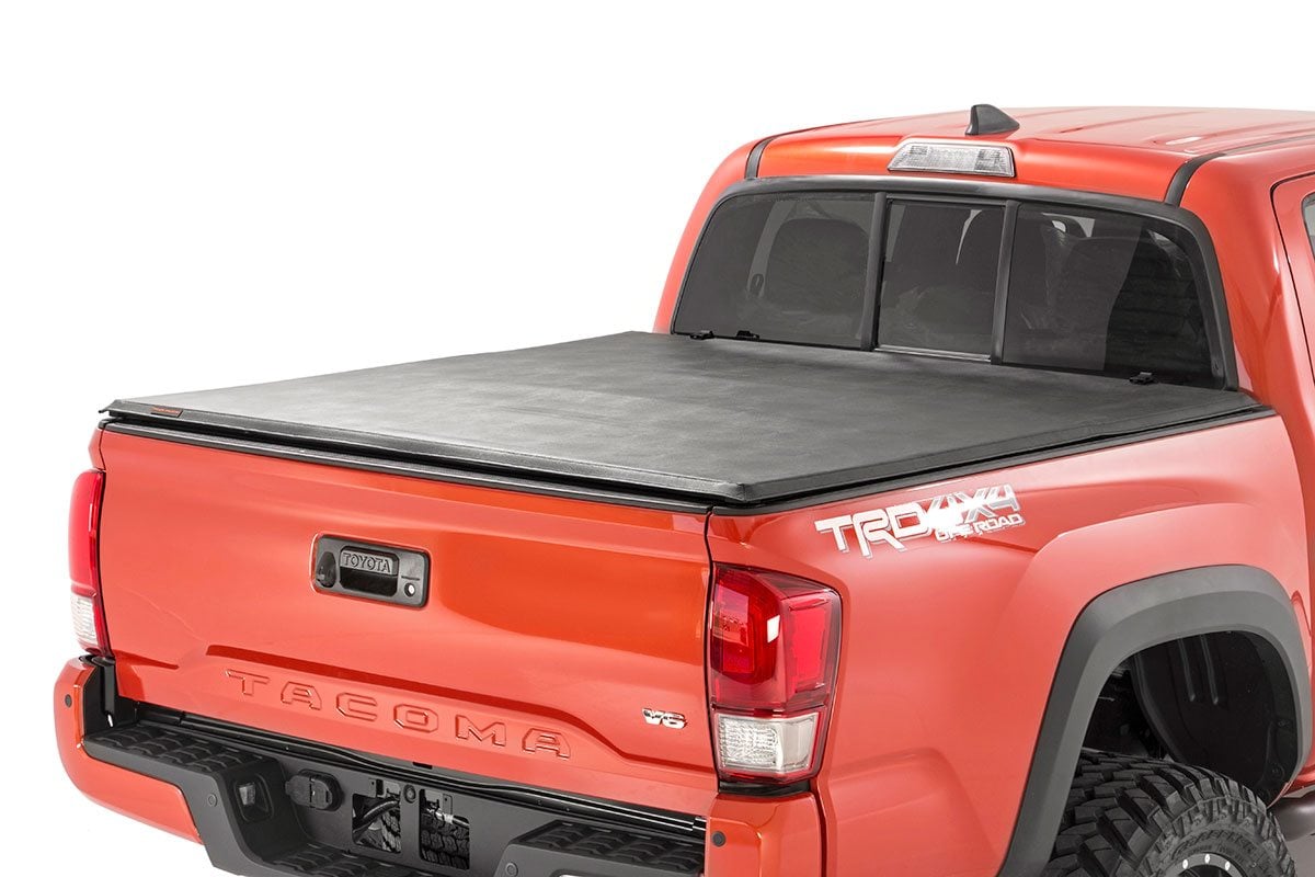 Rough Country 41716501A Soft Tri-Fold Bed Cover | 5' Bed | Dbl Cab | Toyota Tacoma 2WD/4WD (16-26)