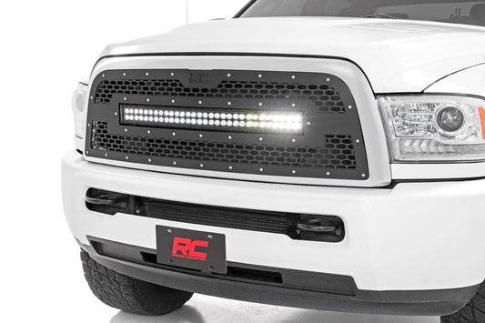 Rough Country 70152 Mesh Grille | 30" Dual Row LED | Black | Ram 2500/3500 2WD/4WD (2013-2018)