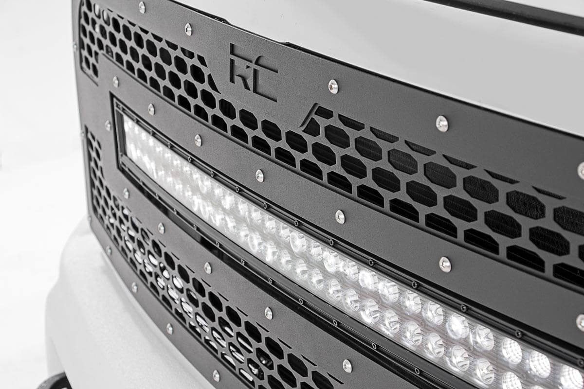 Rough Country 70152 Mesh Grille | 30" Dual Row LED | Black | Ram 2500/3500 2WD/4WD (2013-2018)