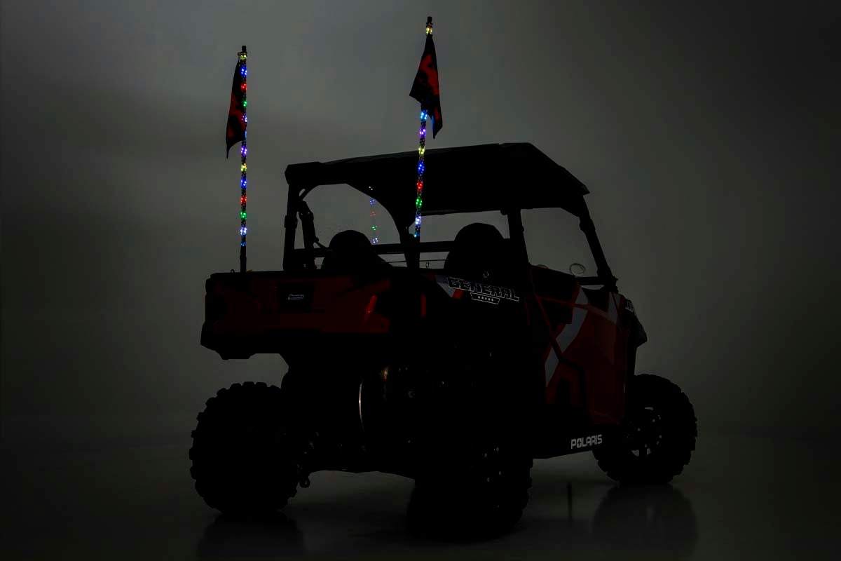 Rough Country 93004 Multi-Color LED | Whip | 4' Long | Pair