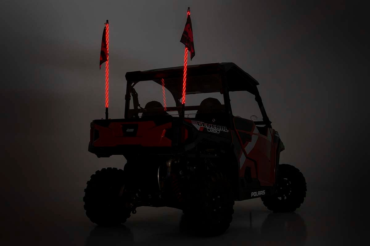 Rough Country 93004 Multi-Color LED | Whip | 4' Long | Pair