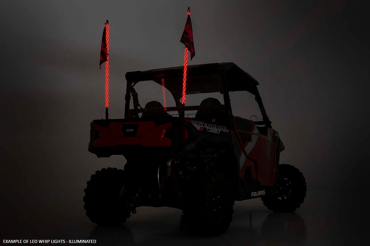 Rough Country 93052 Whip Mount | Cage | 4' Multl-Color LED Whip Pair | Polaris RZR XP 1000
