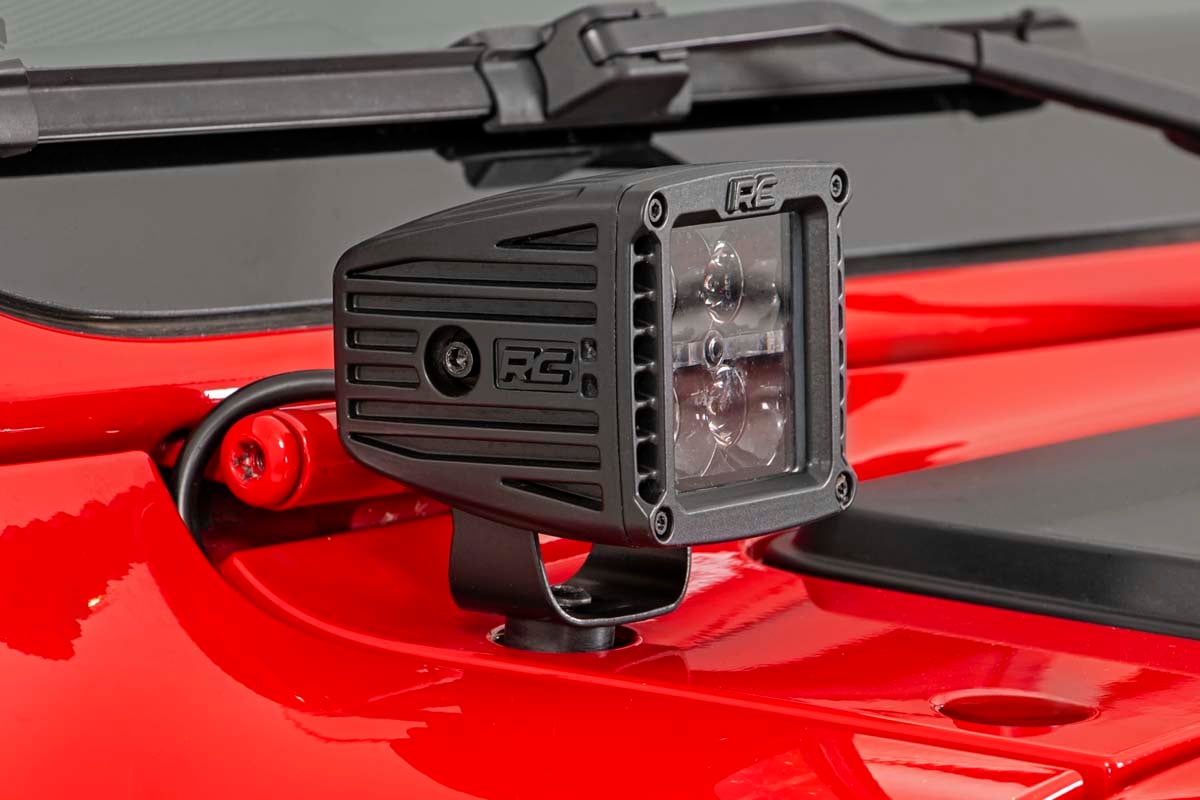 Rough Country 70060 LED Light Kit | Cowl Mount | 2" Black Pair | Amber DRL | Jeep Gladiator JT/Wrangler JL (18-25)