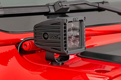 Rough Country 70060 LED Light Kit | Cowl Mount | 2" Black Pair | Amber DRL | Jeep Gladiator JT/Wrangler JL (18-25)