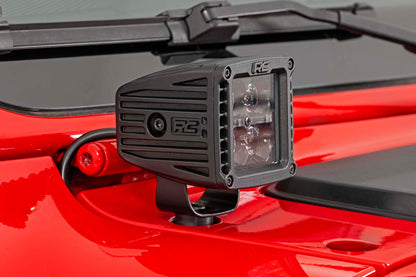 Rough Country 70061 LED Light Kit | Cowl Mount | 2" Black Pair | White DRL | Jeep Gladiator JT/Wrangler JL (18-25)
