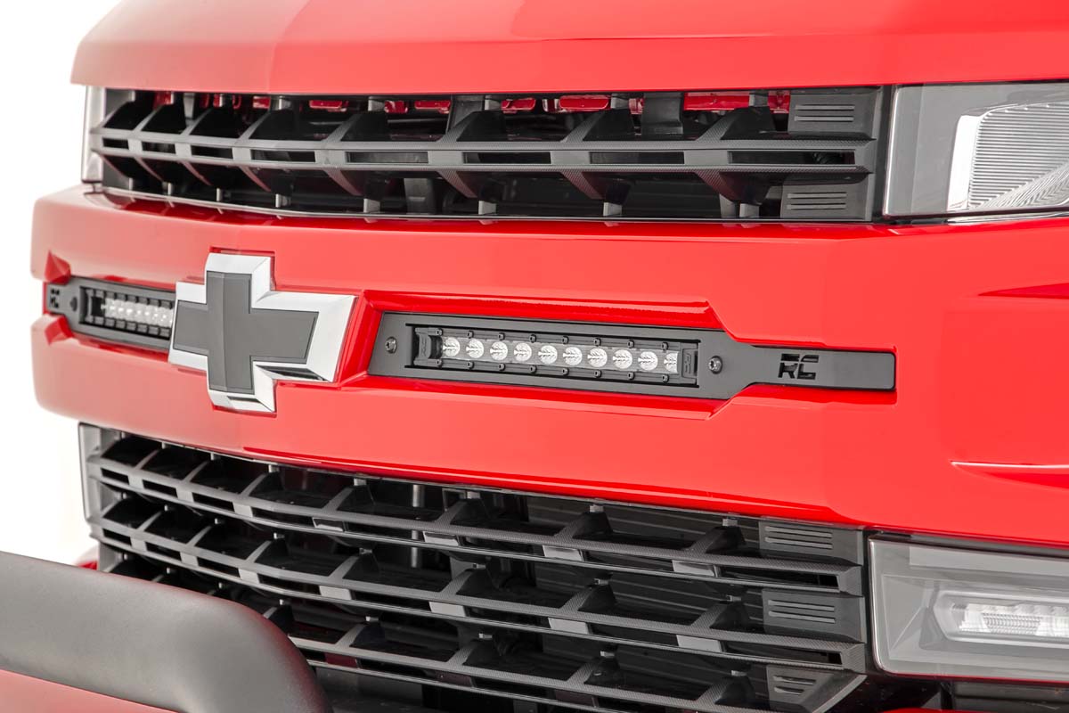 Rough Country 70817 LED Light Kit | Grille Mount | 10" Black Slimline Pair | Chevy Silverado 1500 (19-22)