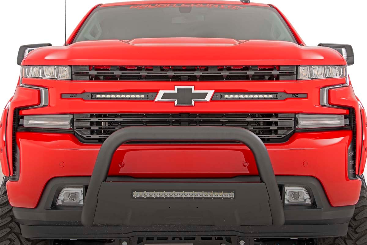 Rough Country 70818 LED Light Kit | Grille Mount | 10" Chrome Slimline Pair | Chevy Silverado 1500 (19-22)