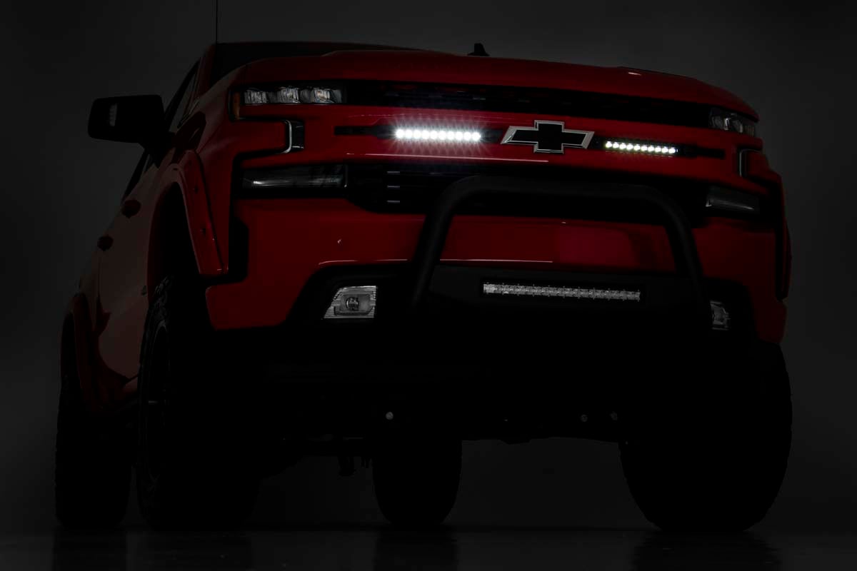Rough Country 70818 LED Light Kit | Grille Mount | 10" Chrome Slimline Pair | Chevy Silverado 1500 (19-22)