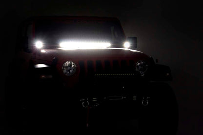 Rough Country 70060 LED Light Kit | Cowl Mount | 2" Black Pair | Amber DRL | Jeep Gladiator JT/Wrangler JL (18-25)