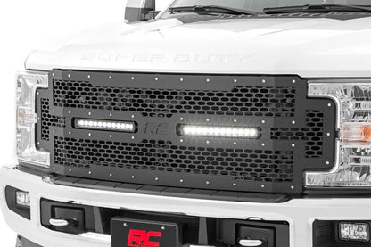 Rough Country 70216 Mesh Grille | 12" Dual Row LED | Black | Ford F-250/F-350 Super Duty (17-19)