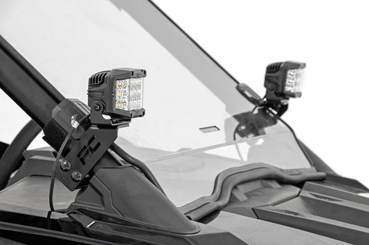 Rough Country 93077 LED Light Kit | "A" Pillar Mount | 2" Black Pair | Spot | Polaris RZR PRO XP