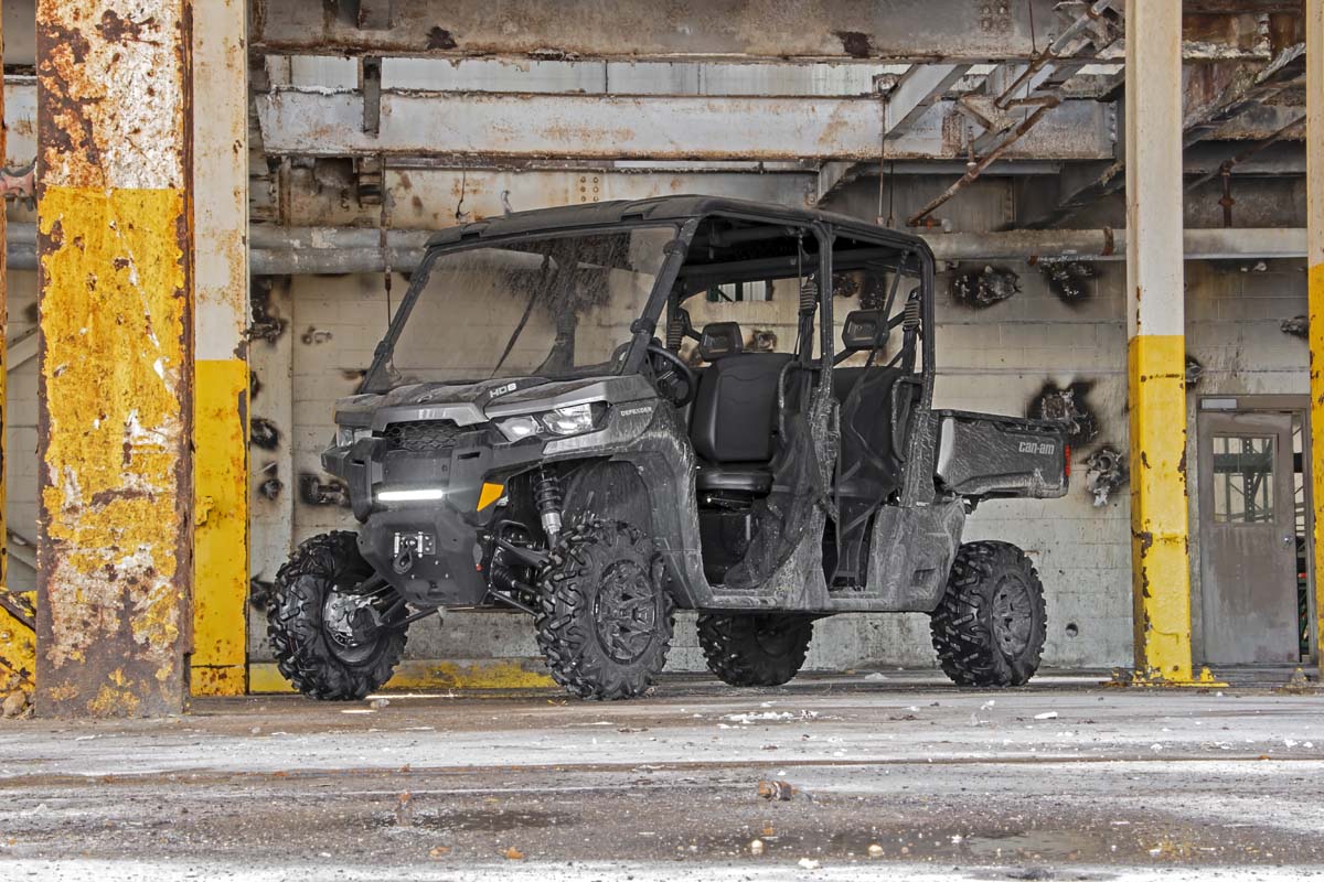 Rough Country 97004 LED Light | Bumper Mount | 12" Black Single Row | White DRL | Can-Am Defender HD 8/HD 9/HD 10