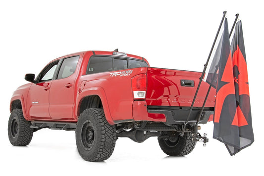 Rough Country 117504 Flag Pole Holder | Dual | 2 Inch Hitch | w/ Flag Poles