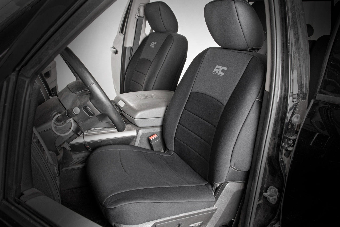 Rough Country 91068 Seat Covers | FR Bucket RR Full bench | Ram 1500 (09-18)/2500 (11-18)/3500 (11-18)