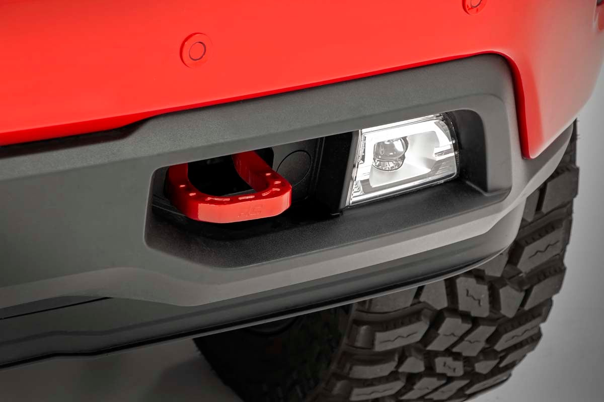 Rough Country RS132 Tow Hooks | Forged | Red | Chevy Silverado 1500 2WD/4WD (2019-2025 & Classic)