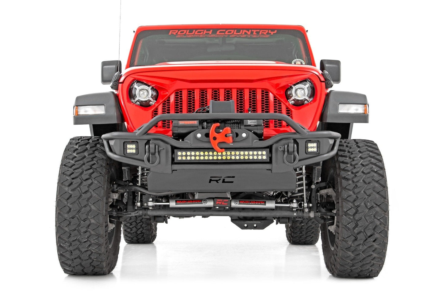 Rough Country 10647 Front Winch Bumper | Tubular | Skid Plate | Jeep Gladiator JT/Wrangler JK & JL/Wrangler Unlimited