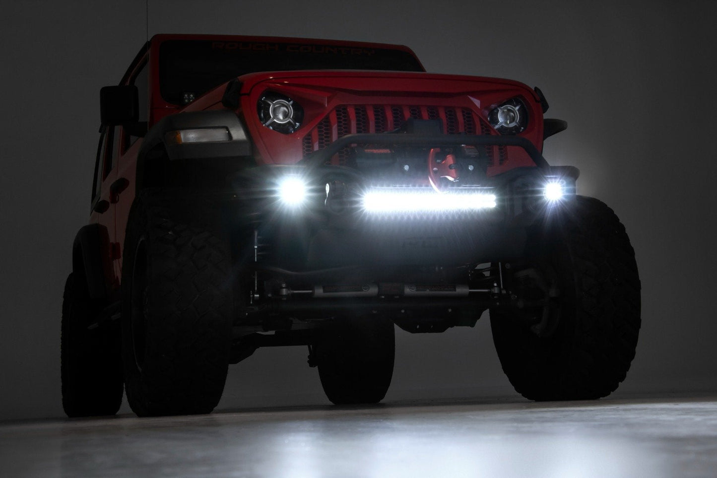 Rough Country 10647 Front Winch Bumper | Tubular | Skid Plate | Jeep Gladiator JT/Wrangler JK & JL/Wrangler Unlimited