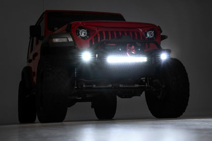 Rough Country 10647 Front Winch Bumper | Tubular | Skid Plate | Jeep Gladiator JT/Wrangler JK & JL/Wrangler Unlimited