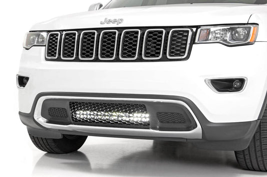 Rough Country 70776 LED Light Kit | Bumper Mount | 20" Chrome Dual Row | Amber DRL | Jeep Grand Cherokee WK2 (11-20)