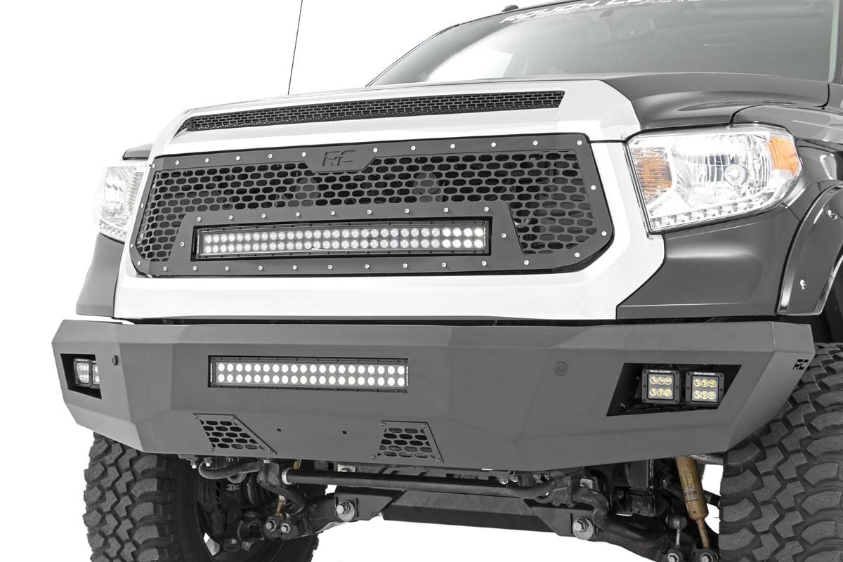 Rough Country 70224 Mesh Grille | 30" Dual Row LED | Black | Amber DRL | Toyota Tundra (14-17)
