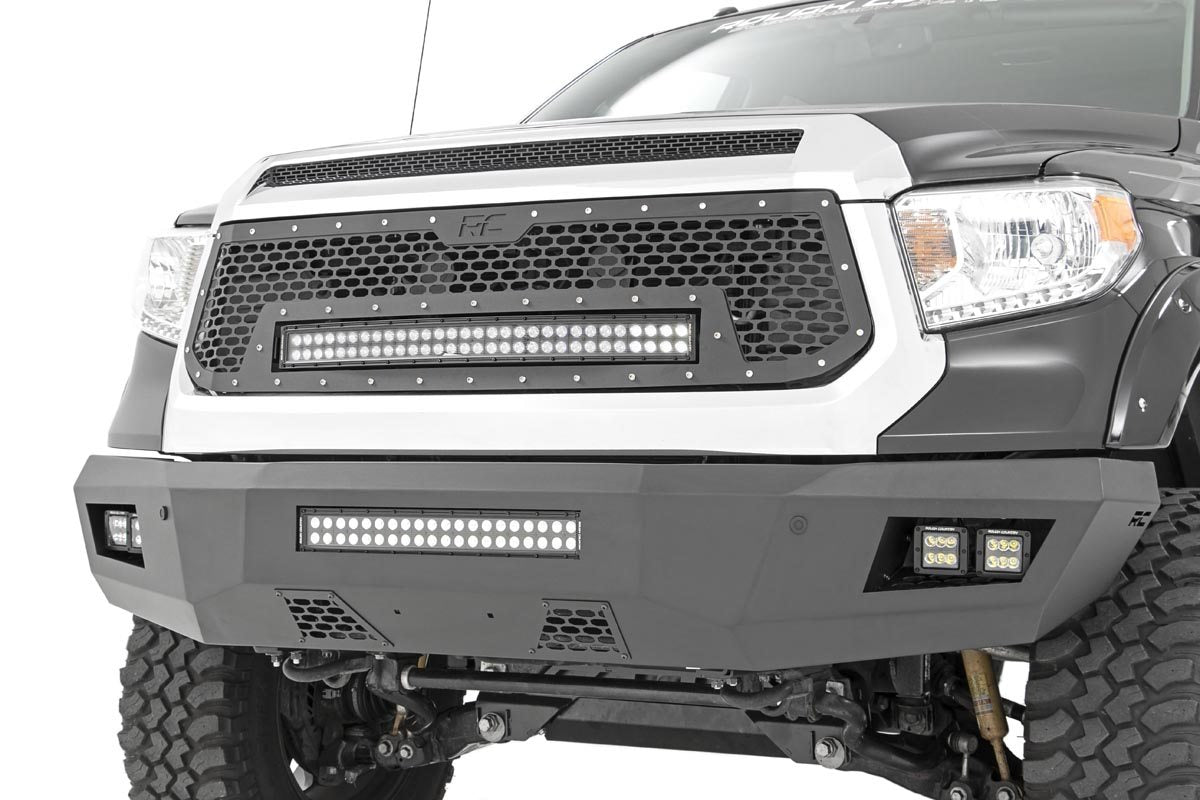 Rough Country 70225 Mesh Grille | 30" Dual Row LED | Black | White DRL | Toyota Tundra (14-17)