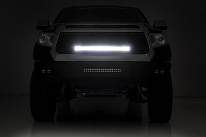 Rough Country 70225 Mesh Grille | 30" Dual Row LED | Black | White DRL | Toyota Tundra (14-17)