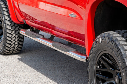 Rough Country 21002S Oval Nerf Steps | Stainless | Crew Cab | Chevy/GMC 1500/2500HD/3500HD (19-26 & Refresh)