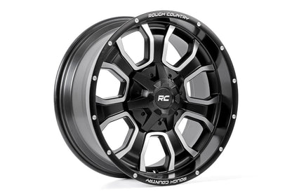 Rough Country 93209012 Rough Country 93 Series Wheel | One-Piece | Machined Black | 20x9 | 6x5.5/6x135 | 0mm