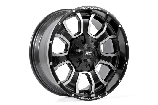 Rough Country 93209012 Rough Country 93 Series Wheel | One-Piece | Machined Black | 20x9 | 6x5.5/6x135 | 0mm