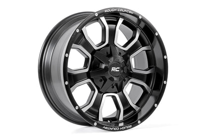 Rough Country 93201012 Rough Country 93 Series Wheel | One-Piece | Machined Black | 20x10 | 6x5.5/6x135 | -18mm